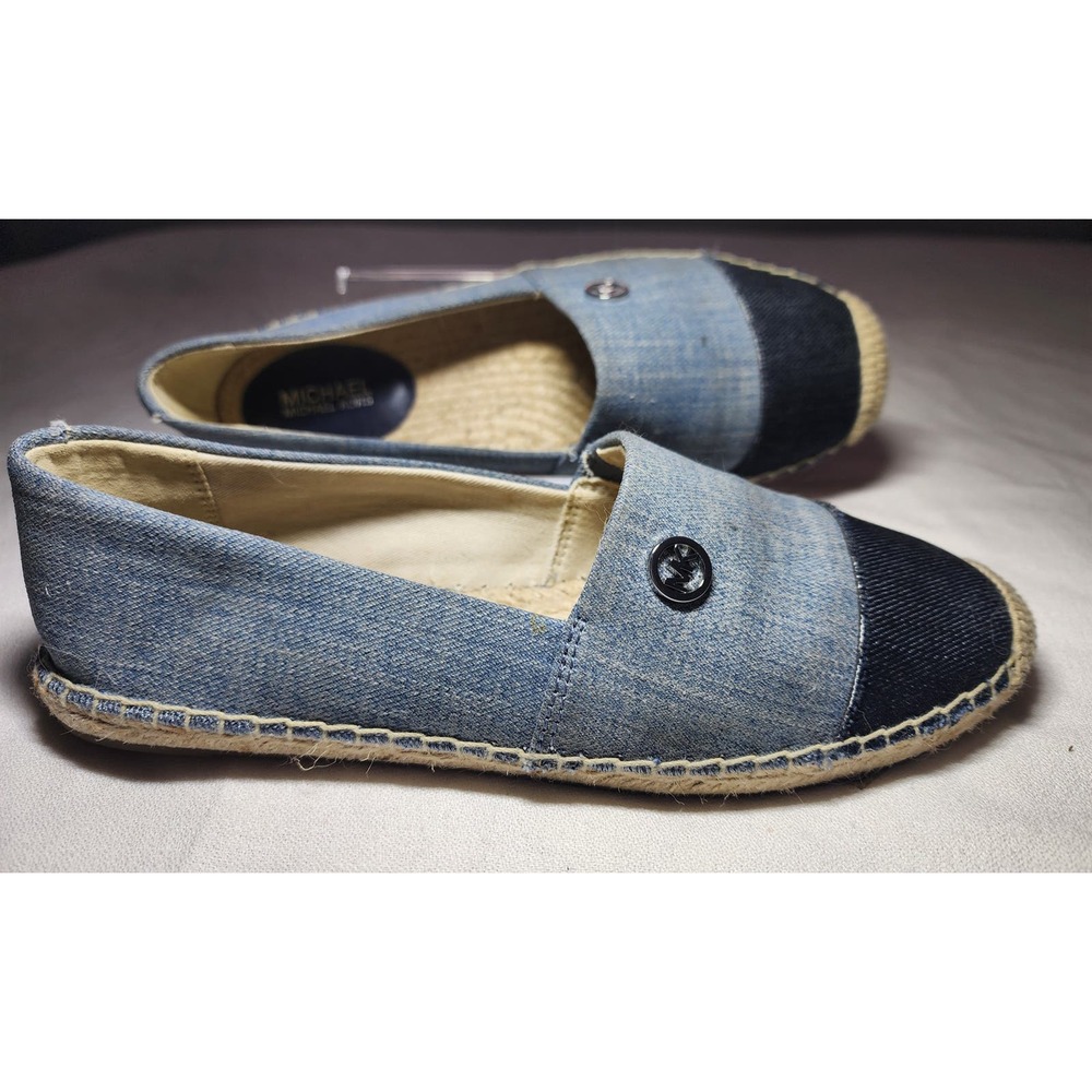 MICHAEL Michael Kors Blue Hastings Denim Espadrilles Slip On Size 6